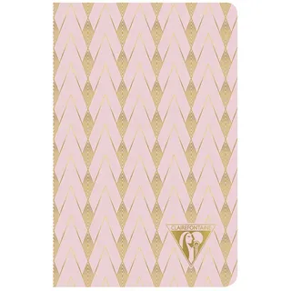 Clairefontaine 193496C Notizbuch Neo Deco Frühlings Sommer Kollektion, mit Fadenbindung, 9 x 14cm, 48 Blatt, liniert, 90g, elfenbeinfarbiges Papier, 1 Stück, Rosa Perlmutt / Zenith