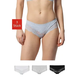 SNOCKS Hipster Panties mit Spitze | Mix (Weiß/Hellgrau/Schwarz) | XL