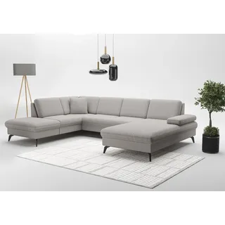 sit&more Wohnlandschaft SIT & MORE "Morris Jubi U-Form, B: 300 cm", grau (hellgrau), B:300cm H:83cm T:202cm, 95% Polyester, 5% Polyamid, Sofas, Wohnlandschaft, mit Armteilfunktion & 1 Zierkissen, optional Bettfunktion