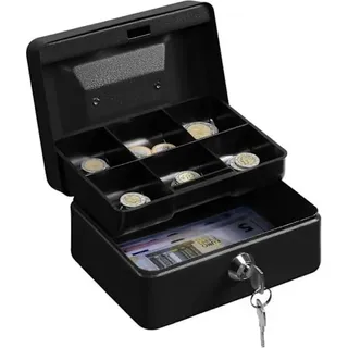 Sparbüchse Mit Schloss Und 2 Schlüsseln – Sichere Metall-treasurebox Für Münzen – Kompaktes, Elegantes Schwarzes Design