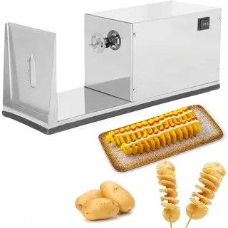 RayGenius Qiang Elektrischer Kartoffelspiralschneider Automatischer Stretch-Kartoffelschneider Edelstahl Elektrischer Kartoffelturm Maschine Kartoffelchips Spiralschneider Mit Schaltersteuerung