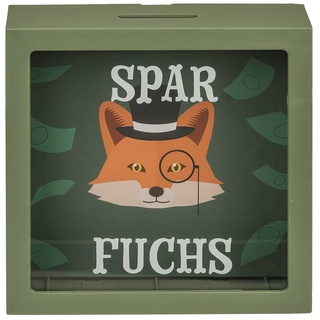 Spardose Grün aus Kunststoff Fuchs Original Spardose Münzen Design Spar Fuchs Fuchs (15x15cm)