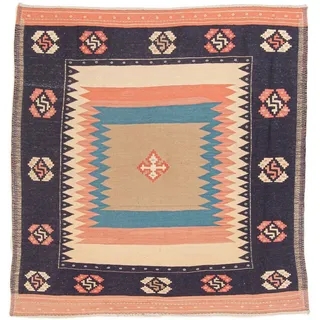 Nain Trading Orientteppich Kelim Fars 131x136 Handgewebter Orientteppich / Perserteppich, quadratisch, Höhe: 5 mm lila