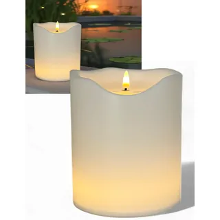 XXL Outdoor LED Kerzen – Flackerlicht mit 3D-Effekt, IP44 wetterfest, warmweiß, Timer 6h/18h – Batteriebetrieb – 20/30/40 cm – Deko Garten & Terrasse (20cm groß, 20x16cm - Indoor/ Outdoor)