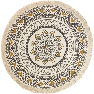 BAUMWOLLTEPPICH mit Mandala-Muster rund 145 cm