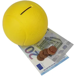 HMF Spardose Tennisball mit Schlüssel Durchmesser 10 cm Gelb