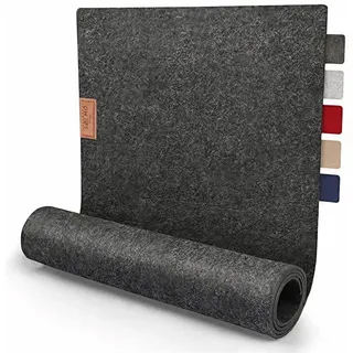 sølmo I Design Tischläufer Grau aus Filz I 150x40 cm Tischband I Skandinavischer Filzläufer Tisch Abwaschbar mit Leder Label - Tischläufer Winter