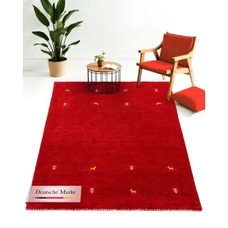 carpetfine Gabbeh Uni, rot, 240x340 cm | Moderner Teppich für Wohn- und Schlafzimmer