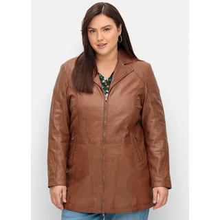 Lederjacke SHEEGO, Damen, Gr. 54, braun (cognac), 100% Leder, unifarben, Jacken