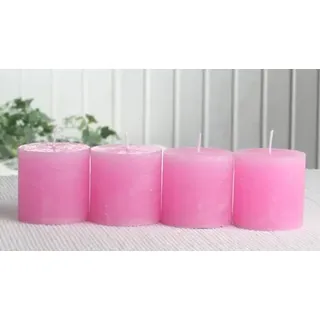 Set: 4X Rustik-Stumpenkerze, 5 x 5 cm Ø, rosa