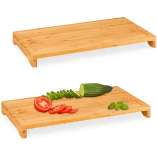 Relaxdays Schneidebrett-Set Bambus 2-tlg. 5 x 52 x 29 cm Natur