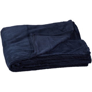 Relaxdays Kuschelfleecedecke extragroß aus Polyester, Fleece, bei 30°C waschbar, HBT: 1 x 200 x 220 cm, dunkelblau