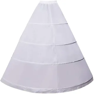 LNTRC Petticoat Weiß 4 Reifen Unterröcke Reifrock Damen Rockabilly A Linie Lang für Hochzeit Brautkleid Abendlieid - S