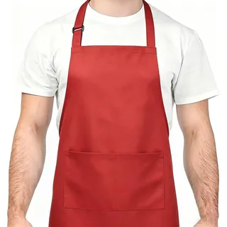 Motswedi Kochschürze Herren und Damen, Schürze, Wasserfeste und Verstellbare Schürze Damen mit 2 Taschen, Kochschürze, Ideal für Grillen, Backen, BBQ, Koch, Restaurant und Basteln, Rot