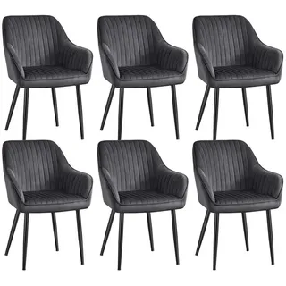 Songmics Polsterstuhl Samt dunkelgrau 6er Set