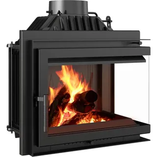 KRATKI Kamineinsatz Simple – 8 kW Eck-Kamin mit seitlicher Verglasung, Türanschlag Links/rechts, Holzofen, Energieeffizienzklasse A - 70,1 x 60 x 36 cm