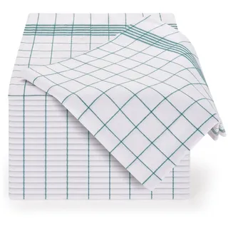 Blumtal 10er Set Premium Geschirrtücher - Hochwertige Geschirrhandtücher, 100% Baumwolle, grün kariert, 50x70cm