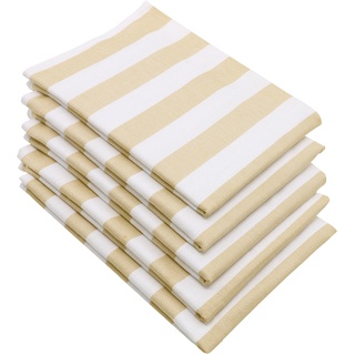 5er Set Geschirrtücher Baumwolle 50x70 cm beige-weiß-gestreift