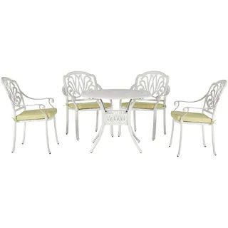 Gartenset 1 Tisch 4 Stühle aus Aluminium in Weiß Ancona