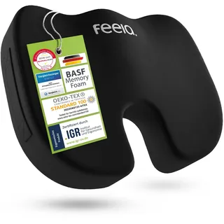 feela Sitzkissen Orthopädisches Kissen – Ergonomisch, 3 Härtegrade bei Rückenschmerzen, Fördert gesundes Sitzen & entlastet Rücken – Zuhause, Büro & unterwegs schwarz