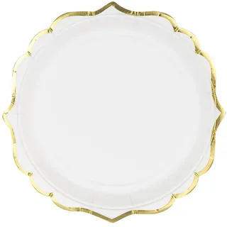 Partydeco Pappteller rund 18,5 cm 6 St. Weiß/Gold