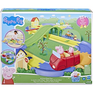 Peppa Pig Hasbro Peppas lustige Stadtrundfahrt, Spielset mit Schiene, enthält Fahrzeug und 1 Figur, 35+ Geräusche, ab 3 Jahren, Multi