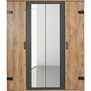 Wimex Drehtürenschrank Malmö, Kleiderschrank mit Spiegel, Made in Germany im Industrial Look, 180 oder 225cm breit beige 180 cm x 210 cm x 58 cm
