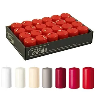Hochwertige Stumpenkerzen - Adventskerzen/Wachskerzen/Kerzenpaket (Rubin, Mini: Höhe 6cm / Ø 4cm - 24 Stück)