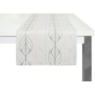 Tischläufer ADAM "Wave" Tischdecken Gr. B/L: 50 cm x 150 cm, rechteckig, beige (natur, hellgrau, beige) Tischläufer nachhaltig aus Bio-Baumwolle,Made in Germany
