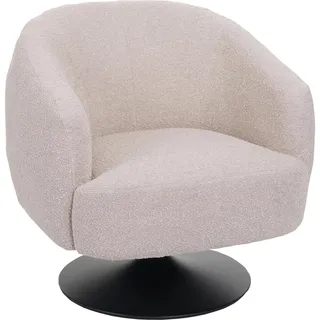 MCW Lounge-Sessel HWC-J76, Cocktailsessel Sessel drehbar, Bouclé Stoff Metall - creme-beige