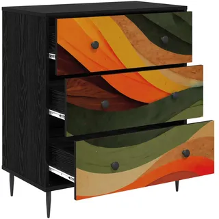 vidaXL Kommode Bonn 66 x 36,5 x 76 cm Schwarz / Mehrfarbig