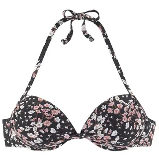 LASCANA Push-Up-Bikini-Top Damen schwarz-bedruckt Gr.34 Cup C