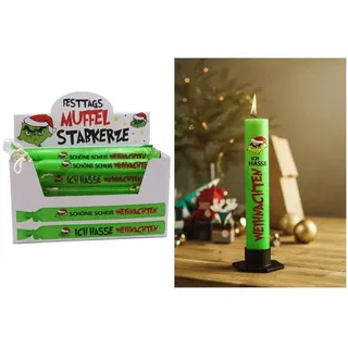 G&M Feuer Tafelkerze Stabkerze 19x2 cm Festtagsmuffel Motiv Weihnachten