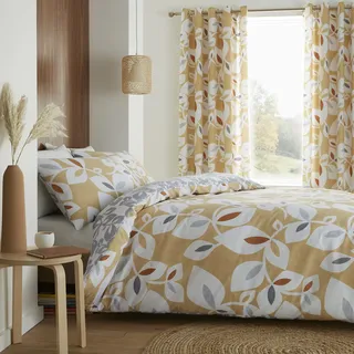 Catherine Lansfield Inga Leaf Gold Bettwäsche 140 x 220 + 60 x 70 cm