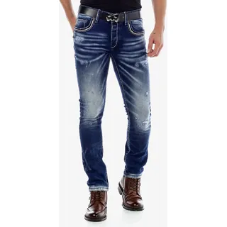 Slim-fit-Jeans CIPO & BAXX Gr. 33, Länge 34, blau Herren Jeans Slim Fit im Worn Washed Look in Straight