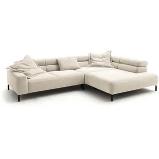 KAWOLA Ecksofa Delia Cord 4-Sitzer Cremeweiß