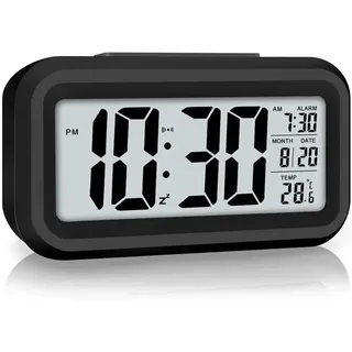 Digitaler Wecker Fürs Schlafzimmer, Batteriebetriebener Tischwecker, Digitaluhr Mit Intelligentem Nachtlicht, 12-/24-stunden-anzeige, Schlummerfunktion Für Tiefschläfer, Geschenkidee