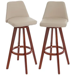 Mendler 2er-Set Barhocker drehbar Holz Kunstleder  creme
