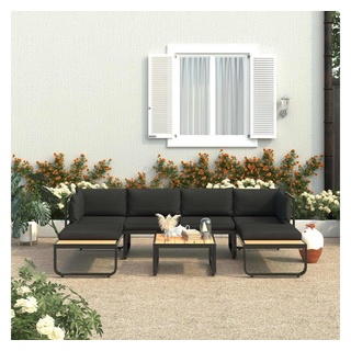 Merax Gartenlounge-Set »Holguín«, (4-tlg), Gartenmöbel-Set aus Aluminium und Holz, für 6 Personen, Lounge Gruppe mit Tisch, Balkonmöbel Set, U-Form grau
