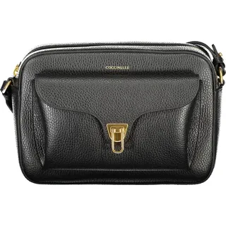 Schwarze Damen-Handtasche: Weiche Schultertasche mit Verstellgurt - Schwarz