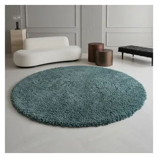 KADIMA DESIGN SPREE Hochflorteppich Ø 80 cm Türkis