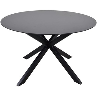 Lesli Living Gartentisch Tafel Kaffeetisch Tisch rund ø120x71 cm Aluminium Glas schwarz