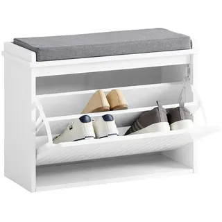 SoBuy Schuhschrank 62 x 46 x 26 cm offen mit Sitzbank weiß / weiß
