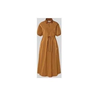 Midikleid mit kurzem Reißverschluss und Kordelzug an der Taille, Cognac, 38