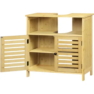 EUGAD Waschbeckenunterschrank Unterschrank Badezimmerschrank Bambus 60x60x30 cm
