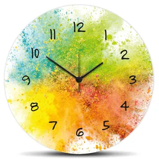 GRAVURZEILE Wanduhr aus Holz Splash Love - 100% Lautlos kein Ticken absolut geräuschlos - 30 cm Ø - Design Wanduhren für Wohnzimmer Schlafzimmer & Küche