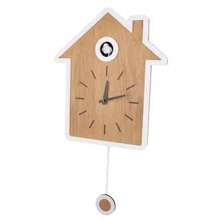 Schlichte, Moderne Kuckucksuhr Im Nordischen Stil, Schwinguhr, Wanduhr (weiß)