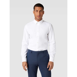 Casual Fit Business-Hemd mit Button-Down-Kragen, Weiss, 40