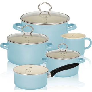 Krüger Topf-Set »Sylt«, Aluminiumguss, Emaille (Set, 8-tlg), Induktion blau