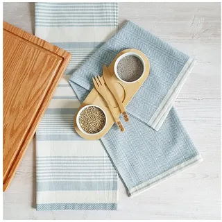 framsohn frottier Geschirrtuch Modern Living Streifen, aus 100% Baumwolle, (Set, 3-tlg), dichte Feinwebung, in Österreich hergestellt, 50x70 cm blau